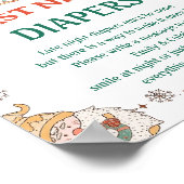 クリスマス「昨夜おむつ」赤ちゃんシャワーゲーム ポスター (角)