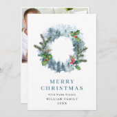 クリスマス　景色　花輪　ホーリー　ベリー　グリーティング シーズンカード (正面/裏面)