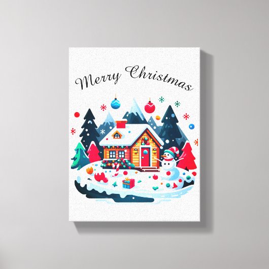 クリスマス：暖かく居心地の良いホリデーシーズン キャンバスプリント (正面)