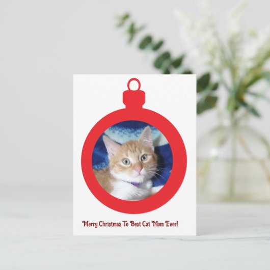 クリスマス、最高の猫のママ シーズンポストカード (スタンド正面)