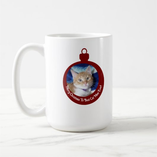 クリスマス、最高の猫ママ、猫の写真、 コーヒーマグカップ (左)