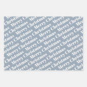 クリスマス、木々、水玉模様の休日の埃っぽい青 ラッピングペーパーシート (正面2)