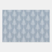 クリスマス、木々、水玉模様の休日の埃っぽい青 ラッピングペーパーシート (正面)