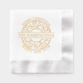 クリスマス：木の枝レースのようフィリグリーの姓 箔ナプキン (正面)