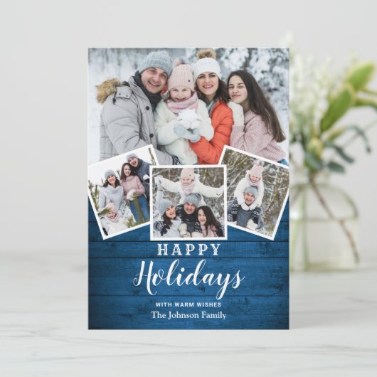 クリスマス 木製 4枚 写真 グリーティング シーズンカード (スタンド正面)