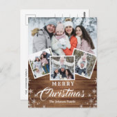 クリスマス　木製　４枚　写真　グリーティング　ホリデー ポストカード (正面/裏面)