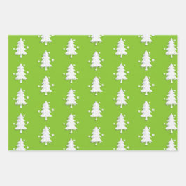 クリスマス、木、雪の結晶ホリデーグリーン ラッピングペーパーシート