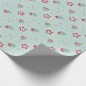 クリスマス，木，雪，星，カラフル ラッピングペーパー (角)