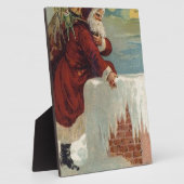 クリスマス – 来サンタの下の煙突 フォトプラーク (側面)