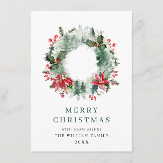 クリスマス 森 もみの木 わっか 赤い実 シーズンカード (正面)