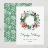 クリスマス　森　もみの木　わっか　赤い実 シーズンカード (正面/裏面)