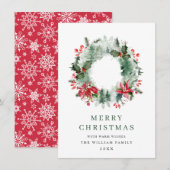 クリスマス　森　もみの木　わっか　赤い実 シーズンカード (正面/裏面)