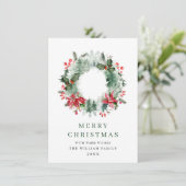 クリスマス　森　もみの木　わっか　赤い実 シーズンカード (スタンド正面)