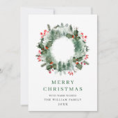 クリスマス　森　もみの木　わっか　赤い実 シーズンカード (正面)