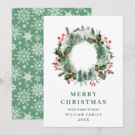 クリスマス　森　もみの木　わっか　赤い実 シーズンカード