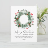 クリスマス 森 もみの木 わっか 赤い実 シーズンカード (スタンド正面)