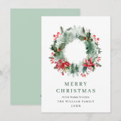 クリスマス　森　もみの木　ホリー　わっか シーズンカード (正面/裏面)