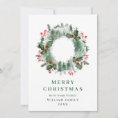 クリスマス　森　もみの木　ホリー　わっか シーズンカード (正面)