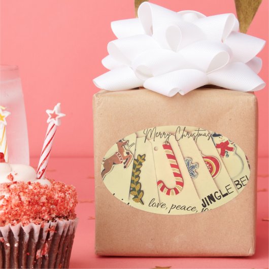 クリスマス 楕円形シール (パーティー)