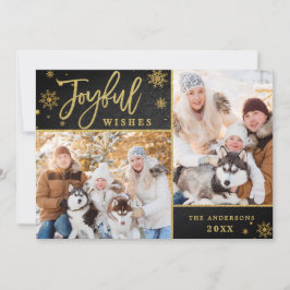 クリスマス 楽しい ゴールドフレーム 2 フォト 挨拶