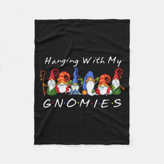 クリスマス 楽しい ノーム 友達 フリースブランケット (正面)