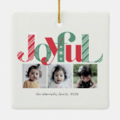 クリスマス 楽しい 3つの写真 赤 緑 セラミックオーナメント (裏面)