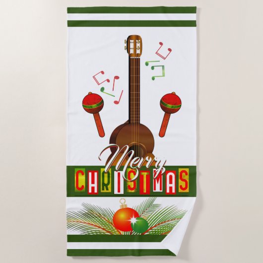 クリスマス / 楽器 ビーチタオル (正面)