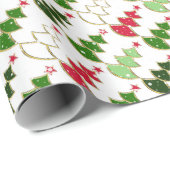 クリスマス、様式化された森、明るいクリスマスツリー ラッピングペーパー (ロールコーナー)