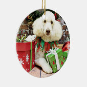 クリスマス-標準プードル-ルーシー セラミックオーナメント (右)
