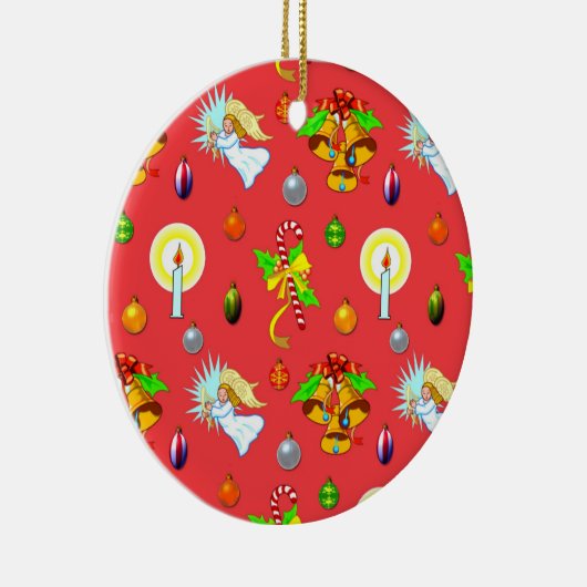 クリスマス-歌う天使及び金鐘 セラミックオーナメント (右)