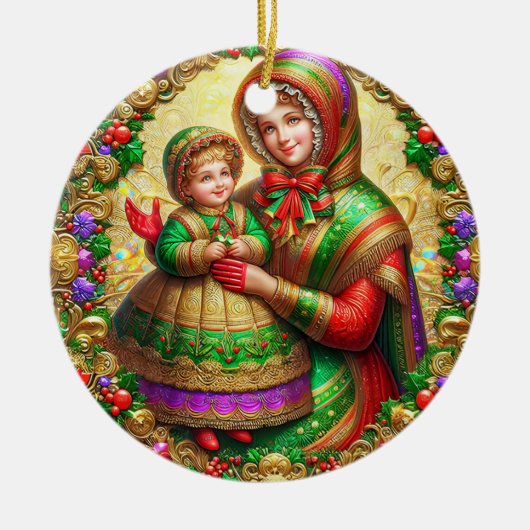 クリスマス～母と子19世紀～ セラミックオーナメント (正面)