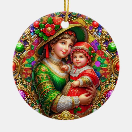 クリスマス～母と子19世紀～ セラミックオーナメント (正面)