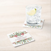 クリスマス 水彩冬の花 名前 スクエアペーパーコースター (インサイチュ)