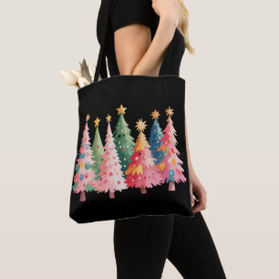 クリスマス 水彩 ツリー かわいい Xmas ピンク トートバッグ