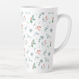 クリスマス 水彩 花柄 冬 ホリデー 伝統的 カフェラテマグ