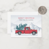 クリスマス 水彩 赤いトラック 楽しいホリデー ノートカード (正面/裏面インサイチュ)