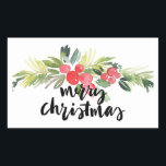 クリスマス |水彩 – Merry Christmas Holly 長方形シール<br><div class="desc">この伝統的水彩デザインで季節の挨拶。ホリーの大きな枝とメリークリスマスグリーティングで飾られた飾り付けは、すべての家族と友人を感動させるだろう。彼らは、この考え休日のデザインでフェスティバルの治療に感謝していいくつかのヴィンテージのスタイルと彼らのあなたはを知らせなさい。クラスのクリスマスと冬の休憩をキックオフするための完璧なtouchメッセージ。</div>