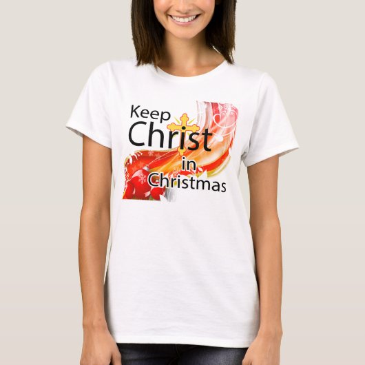クリスマス、渦巻のキリストを保って下さい Tシャツ (正面)