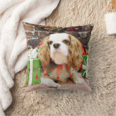 クリスマス-無頓着なチャールズ王スパニエル犬Mei Mei クッション (ブランケット)