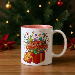 クリスマス 爆発ギフトボックス オーナメント ツートーンマグカップ