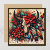 クリスマス 牛 スカル イブの花 羽根 (正面/裏面)