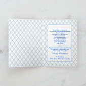 クリスマス、牧師及び家族、青または木のクリスチャン シーズンカード (内部)