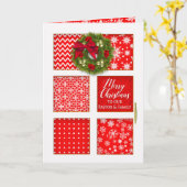 クリスマス、牧師、赤いパネルドアとリース カード (黄色い花)