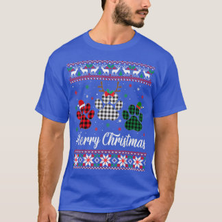 クリスマス 犬の足跡 プリント プライド デコレート ダサい クリスマス S Tシャツ