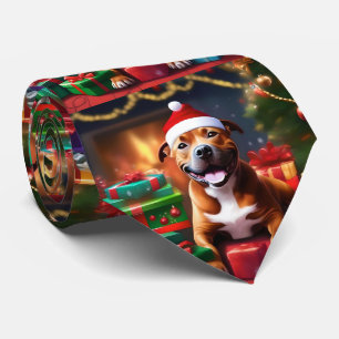 クリスマス(犬)スタッフォードのブル・テリア ネクタイ