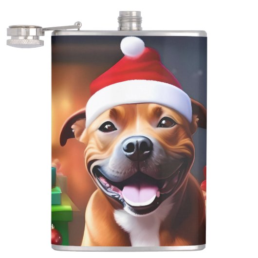 クリスマス（犬）スタッフォードのブル・テリア フラスク (オープン)