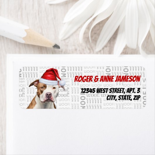 クリスマス（犬）スタッフォードサンタドッグ差出人住所 ラベル (インサイチュ)