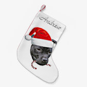 クリスマス（犬）スタッフォードブルテリアストッキング スモールクリスマスストッキング (正面 (吊り時))
