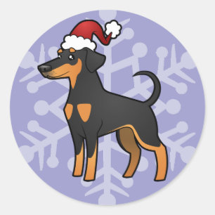 クリスマス(犬)ドーベルマン・ピンシェル(フロッピーイヤー) ラウンドシール
