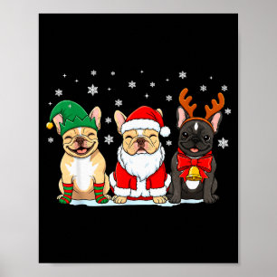 クリスマス 犬 フレンチブルドッグ クリスマス 犬好き メンズ ポスター